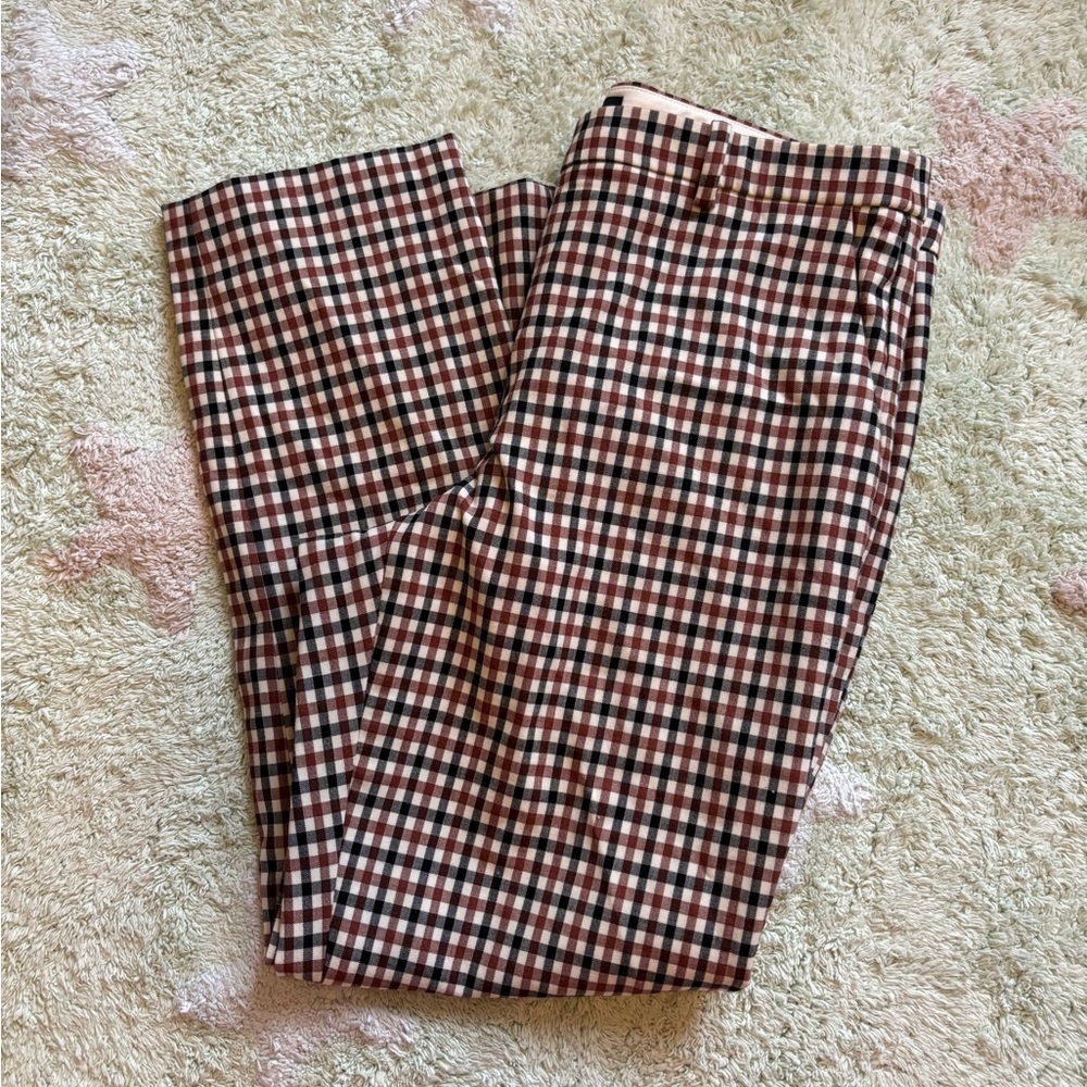 THEORY Cropped gingham wool-blend slim-leg pants